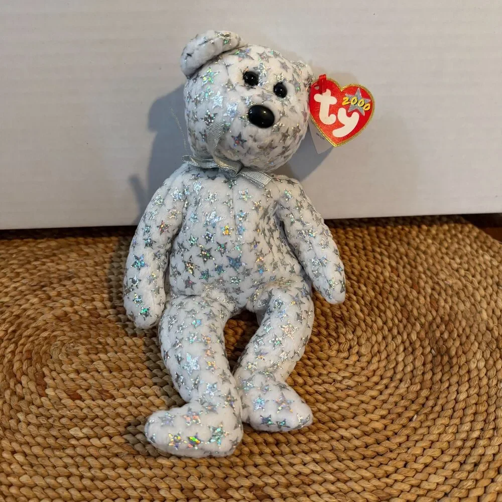 Ty Beanie Baby The Beginning Bear 2000 MWMT w/ Hard Display Case